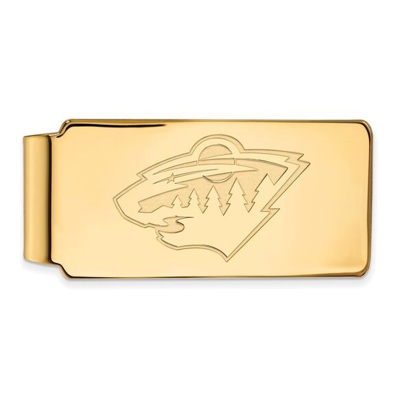 Sterling Silver 14k Yellow Gold Plated NHL Minnesota Wild Money Clip - Picture 1 of 3